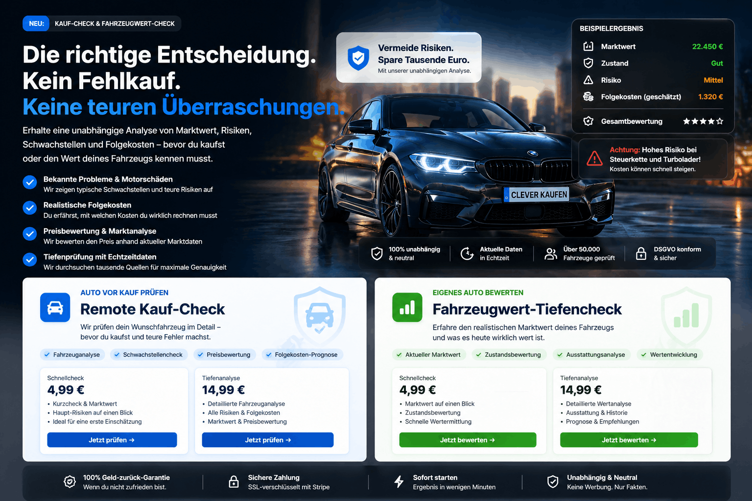 Gebrauchtwagen-Angebot prüfen und Fahrzeugwert online ermitteln